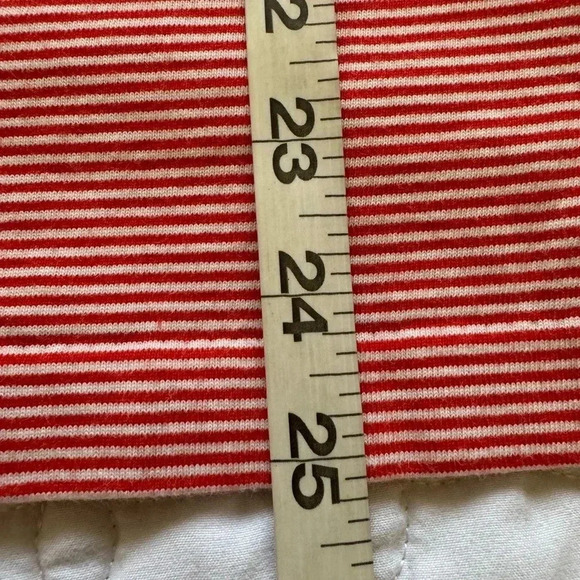 J. Crew Red & White Pinstriped 3/4 Bell Sleeve 100% Cotton Boat Neck Top Size L - Picture 12 of 16
